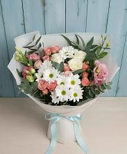 Букет цветов из:  Розы, Лизиантусы и Хризантемы в Костромской