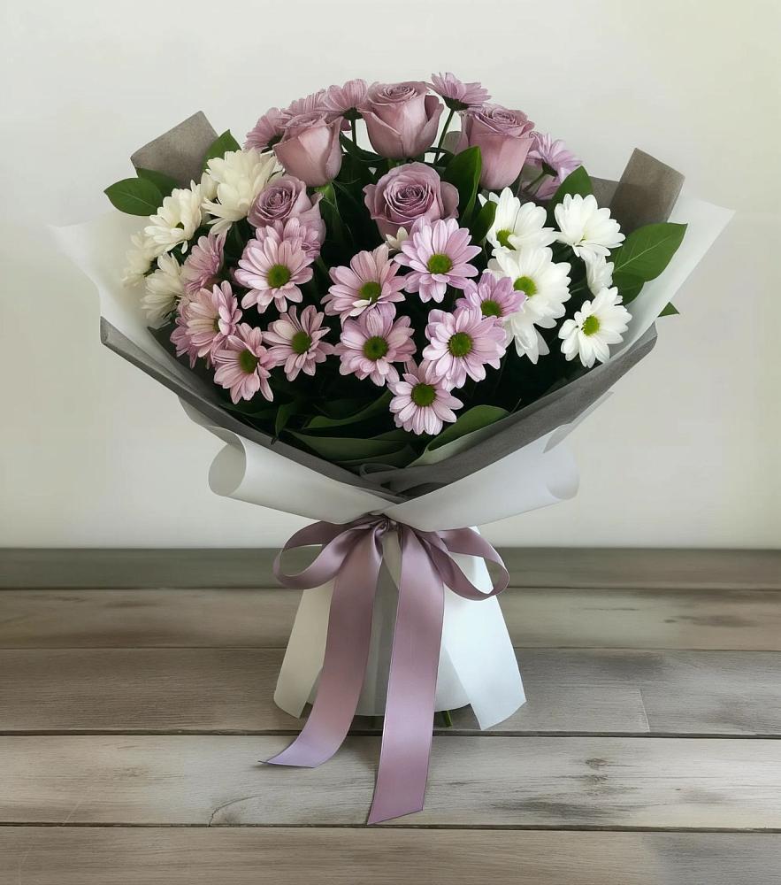 Букет цветов из: Хризантемы и Розы в Костромской