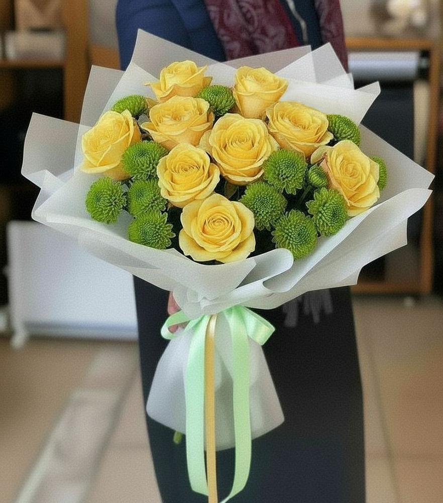 Букет цветов из: Хризантемы и Розы в Костромской