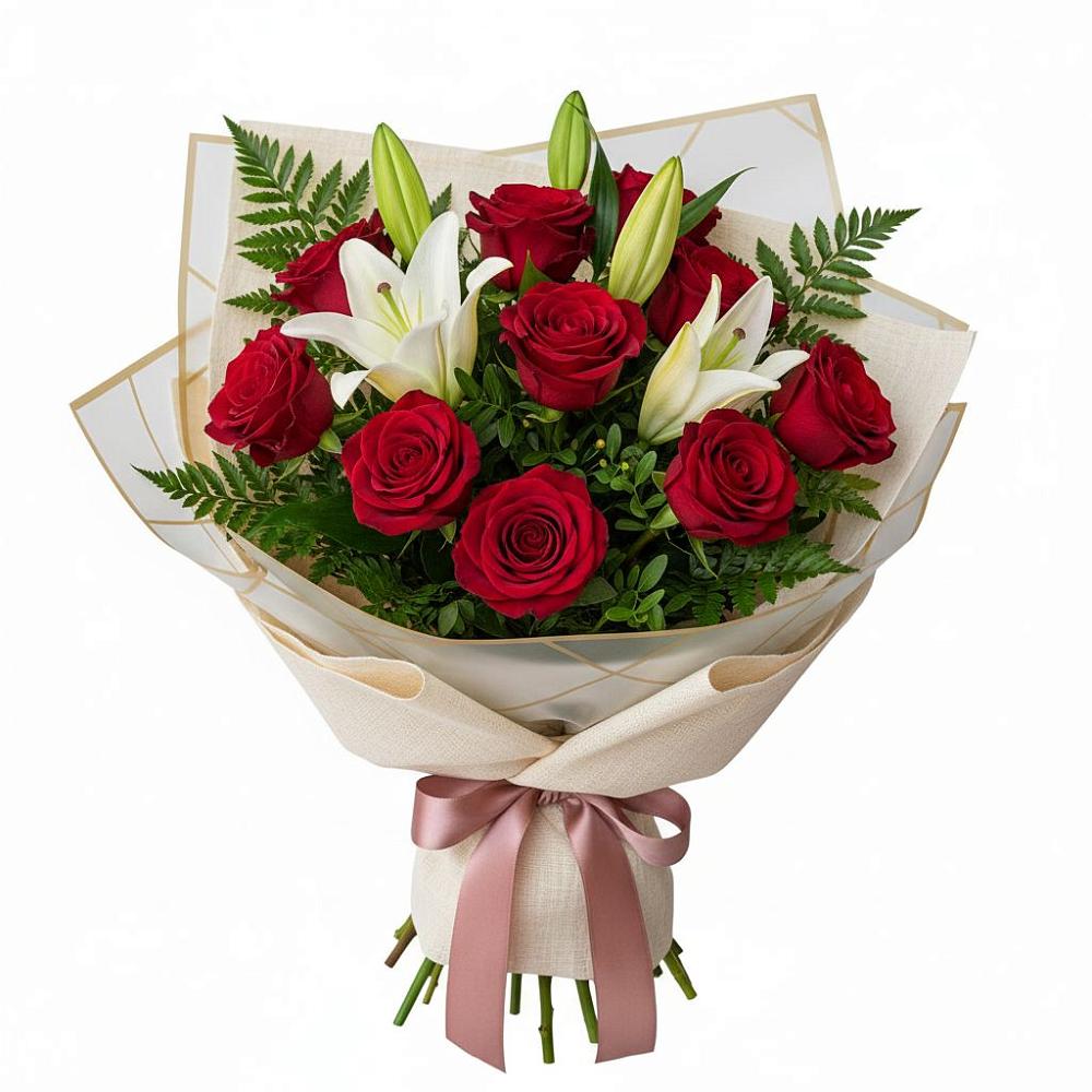 Букет цветов из: Лилии и Розы в Костромской