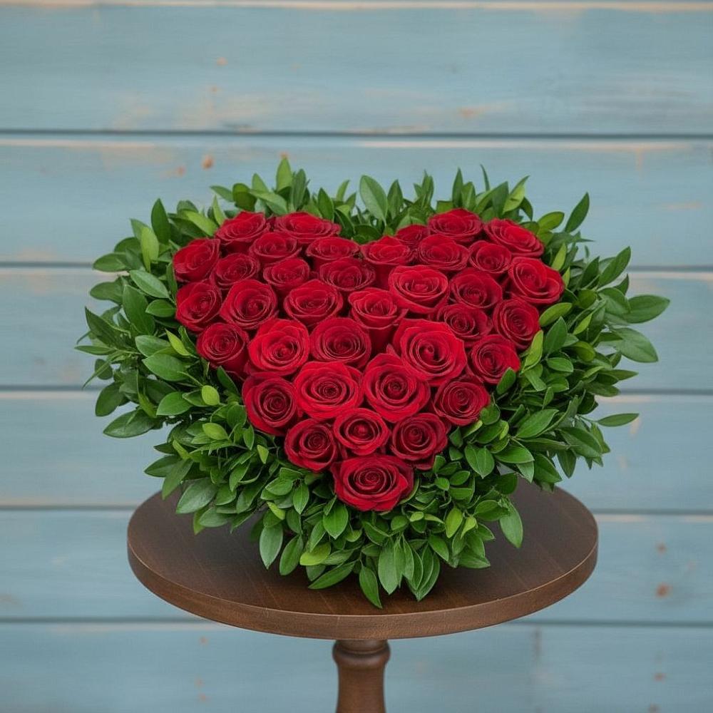 Цветочная композиция из Розы в виде сердца в Костромской