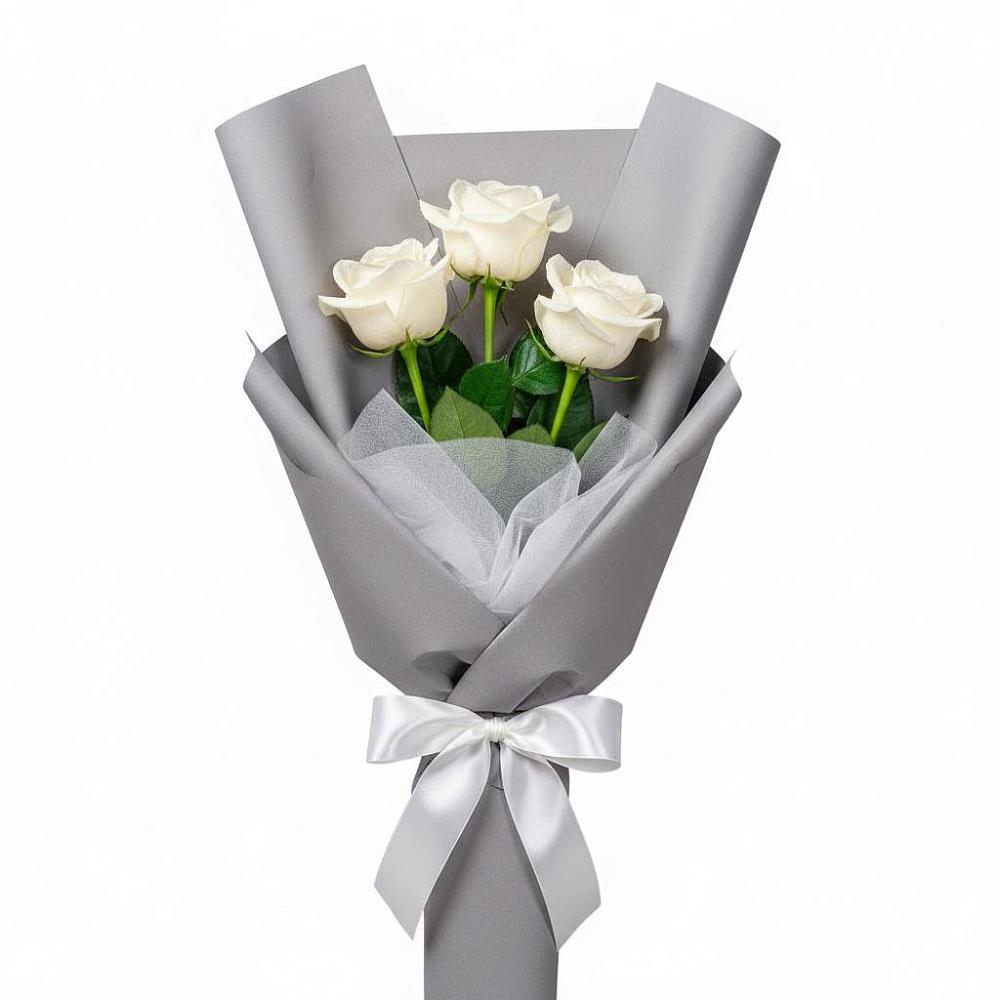 Букет 3 белые розы в Костромской