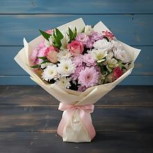 Букет цветов из:  Хризантемы, Альстромерии и Розы в Костромской