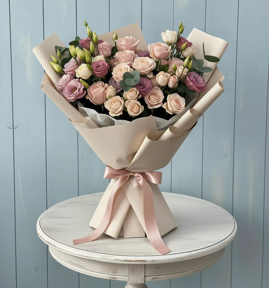 Букет цветов из: Розы и Лизиантусы в Костромской