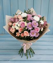 Букет цветов из:  Хризантемы, Розы и Альстромерии в Костромской