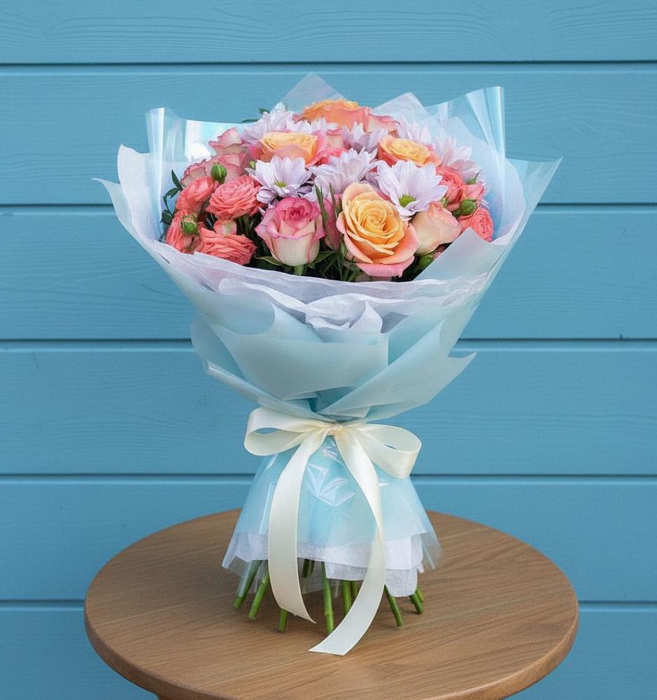 Букет цветов из: Хризантемы и Розы в Костромской