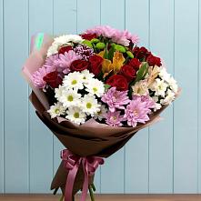 Букет цветов из:  Розы, Хризантемы и Альстромерии #REPLACE_PRED# Костромской