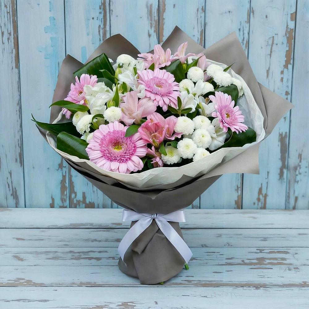 Букет цветов из: Герберы, Альстромерии и Хризантемы в Костромской